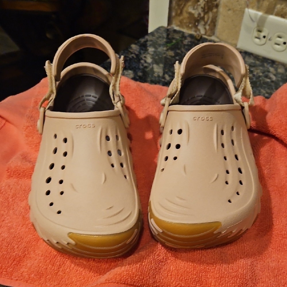 CROCS Blush Pink Clog with Tan Toe Caps
